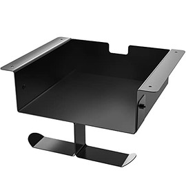 Stainless Steel Under Desk Storage Shelf with Dual Headset Hanger Hook Holder, Hidden Desk Drawer for Reduced Clutter,Space Saving desk Storage Box,Great Addition for Workstations,Office Desks, Tables, Adjustable Stand Up Desks, Gaming Battle Stations, Easy to Install& holds up to 10 lbs