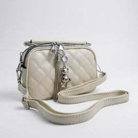 Tristan Home Crossbody Faux Leather Tote Purse Handbag, Creamy White, Small