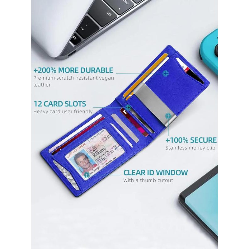 Men's Carbon Fiber Pattern Wallet, Ultra-thin Minimalist Multi Card Slot