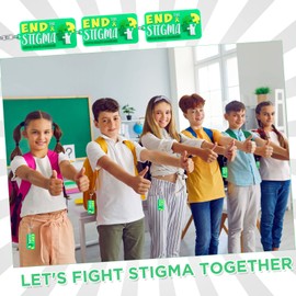 Yinkin 60 Pcs End the Stigma Mental Health Awareness Key Chains Inspirational Gifts Green Ribbon Jewelry for Men Women Support