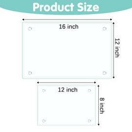 Liengoron Tempered Glass Cutting Boards for Kitchen 12"x16" & 8"x12" Clear Glass Cutting Boards with Rubber Feet Dishwasher Safe Shatter Resistant Heat Resistant
