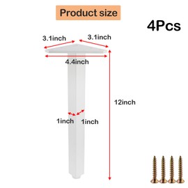 Geesatis 12 Inch Heavy Duty Adjustable Table Legs - Set of 4, 1000lbs Capacity, Aluminum Alloy Furniture Legs for Desks, Cabinets, Sofa & Bed with Pre-Attached Screws