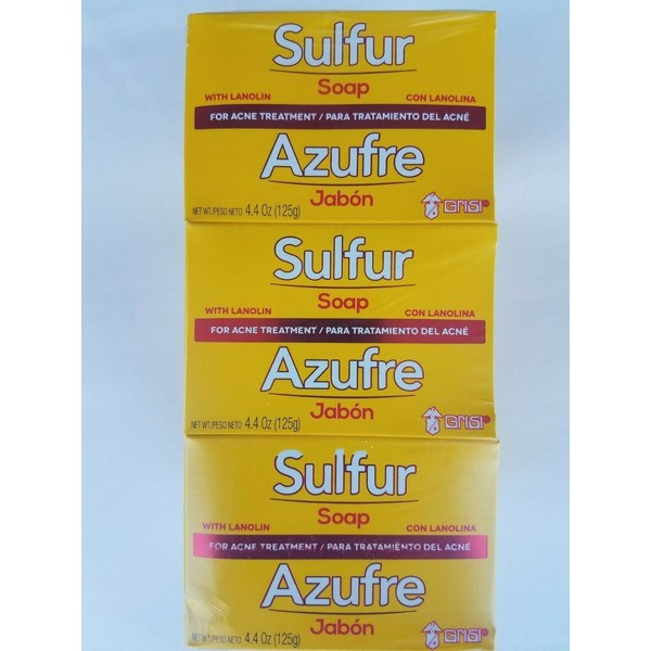 12 Bars Sulfur Soap with Lanolin for Acne Treatment  Net Wt 4.4 oz  Grisi NEW