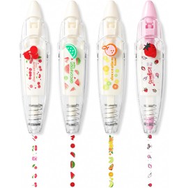 YINGDIHUT Juego De 4 Piezas Con Pegatinas Bonitas Rotuladores, Juego De Subrayadores, Totalmente Subrayados, Rotuladores Pastel Para Agendas, Álbumes De Recortes y Material Escolar (Fruta)