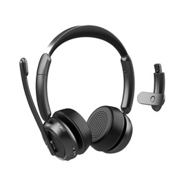 SANOTO Wireless Earphones with Mic, Bluetooth Headset with AI Noise Cancelling Headphone Technology, 40 Hours Talk Time with Single/Dual Ears, for Office/Home/Meeting