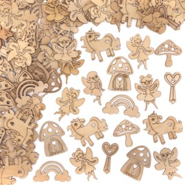 Baker Ross AX912 Fairy Wooden Shapes - Pack of 72, Woodcrafts for Kids to Design, Paint, Decorate and Then Use for Embellishments or Card Crafts