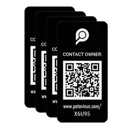 100% Anonymous! Sticker Set with QR Code and Free App - 4 Stickers to Easily Secure Valuables Worldwide - Contact in Seconds - No Subscription Costs (Black)