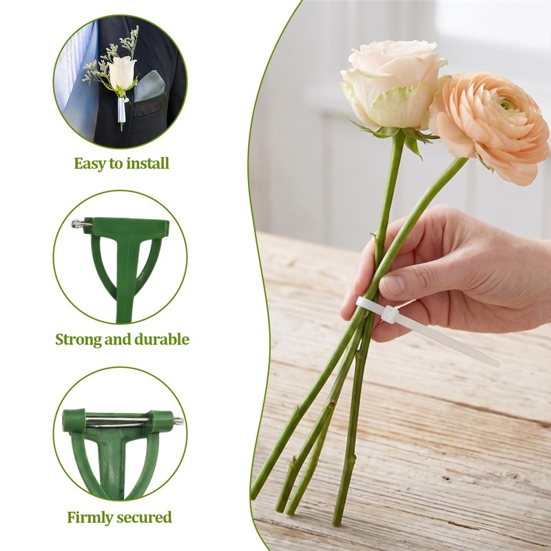 30pcs Boutonniere Safety Pins,Triangle Corsage Pins,Green Plastic Corsage Pins Safety