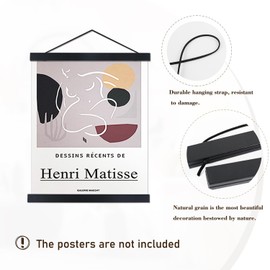 Artmag Magnetic Poster Hanger Frame, 35x25 35x24 35x48 Light Wood Wooden Magnet Canvas Artwork Print Poster Hangers Frames Hanging Kit (Black, 35")