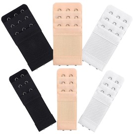 Hantoc 6 Pieces Bra Extender, Sof Bra Strap Extension Women's Elastic Extenders Set for 2 Hooks / 3 Hooks Stretchy Bra Band Extender Comfortable for Women Ladies