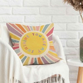 MNASAIOO Colorful You are My Sunshine Sun Decorative Throw Pillow Covers, Nursery Pillows Cover for Kids Dorm, Cute Pillow Cases Decor for Couch Bedroom Toddler Room School Classroom Playroom 18x18in