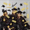 100Pcs 2025 Graduation Party Confetti, Gold Black Glitter Graduation Confetti