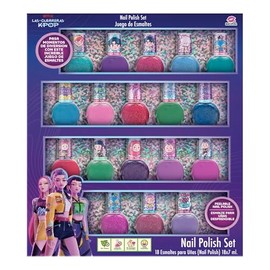 Set Esmaltes de Uñas para Niñas Las Guerreras Kpop, 18 Colores Desprendibles a Base de Agua con Personajes de la Serie, No Tóxico, Libre de Parabenos, No Testeado en Animales