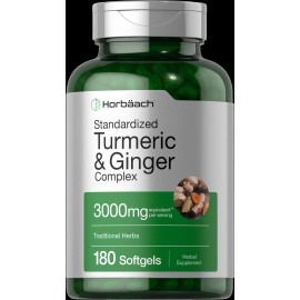 Horbäach Turmeric Curcumin & Ginger Complex 3000 mg | 180 Softgels | by Horbaach