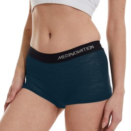 MERINNOVATION 100% Merino Wool Boxer Briefs for Women 2 Packs Underwear Boy Shorts Everyday Weight Breathable Anti-Odor