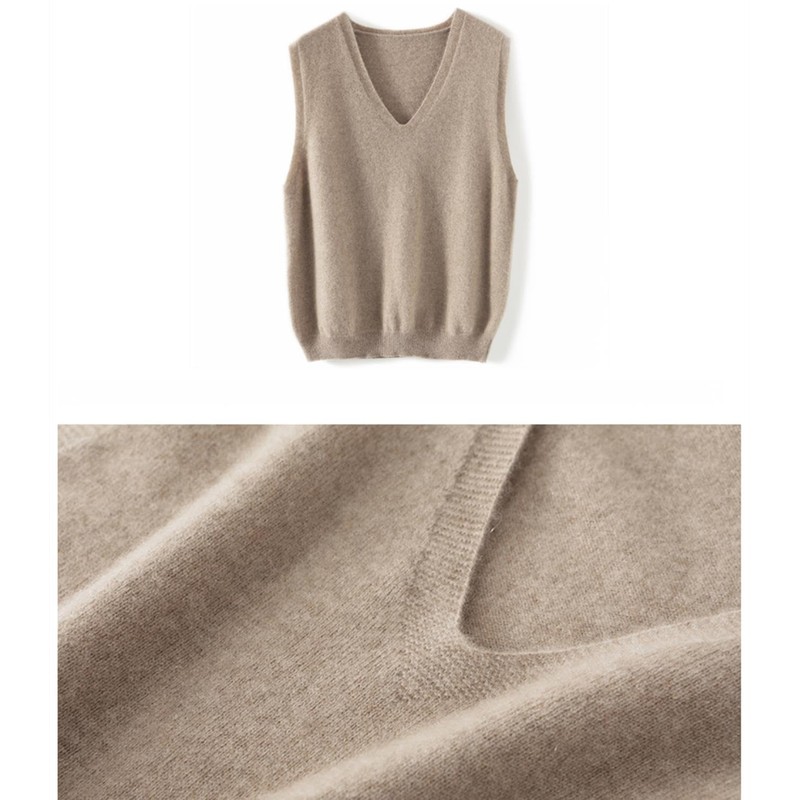Ailaile Women's V-Neck Knit Sweater Vest 100% Merino Wool Lightweight
