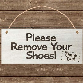 Tookie Welcome Please Remove Your Shoes Sign, Rustic Hanging Printed Wall Plaque Wood Signs, Cute No Shoes Welcome Sign for House, for Front Door, House, Office, Cafes, Restaurants(7.9 x 3.9inch)