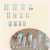 BABALAL Press on Nails Long Square Fake Nails Blue French