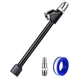 LUMITECO Air Chuck Set, 1/4" FNPT Extended Reach Dual Head Air Chuck w/Quick Plug, 2-Way Connect Tire Air Chuck for Tire Inflator Gauge/Air Compressor, Tire Chuck for Truck, Bicycle, Motorbike, Car