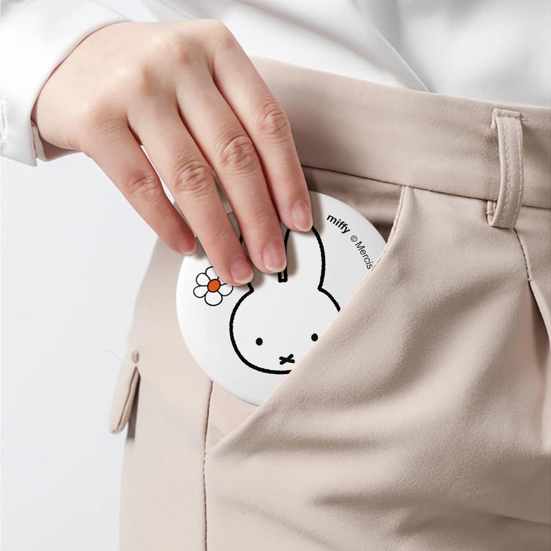 Miffy Handheld LED Makeup Mirror, Foldable 2-Side 1x/10x Magnification,Pocket Small