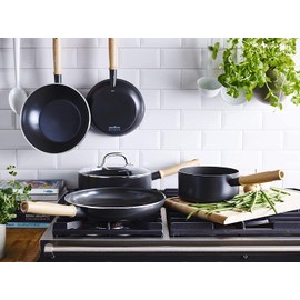 Green Chef CC002545-001 Egg Pan, Egg Pan, 5.5 x 7.1 inches (14 x 18 cm), IH Compatible, Ceramic, Non-Stick, Fluorine-Free, Brownie, Black