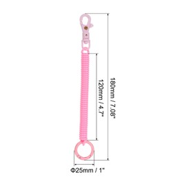 [PATIKIL] Retractable Coil Spring Key Chain Anti-lost Keychain Holder Lanyard Cord Metal Lobster Clasp with Key Ring for Key Wallet, Pink