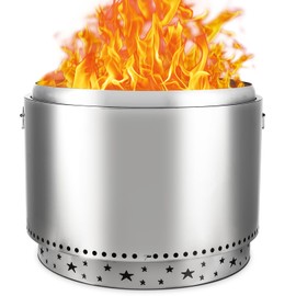 OutdoorVibe 16.5" Smokeless Fire Pit, 304 Stainless Steel Portable Outdoor Fireplace with Air Switch for Camping & Patio