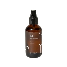 Maude Full Body Massage Oil No. 0 - Multi Use Daily Bath Oil + Moisturizing Body Oil with a Certified Organic Blend of Jojoba, Coconut, Argan & Castor Oil - Doubles as Massage Oil for Couples (4 oz)