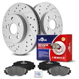 YXPCARS Ceramic Front Brakes Pad and Rotors Drilled Slotted Vented Replacement Disc Brake Kits for Lexus CT200h 2011 2012 2013 2014 2015 2016 2017, for Toyota Prius Plug-In 2012-2015/ Prius 2010-2015