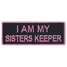 Motorcycle Biker Jacket/Vest Embroidered Patch - I Am My Sisters Keeper (Black/Pink Design)