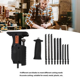 Yunseity Reciprocating Saw Adapter, Drill Saw Attachment, with 9 Replacement Saw Blade, Electric Drill Tools for Wood Pipe Cutting, YUNSEITYCGAW045VP1