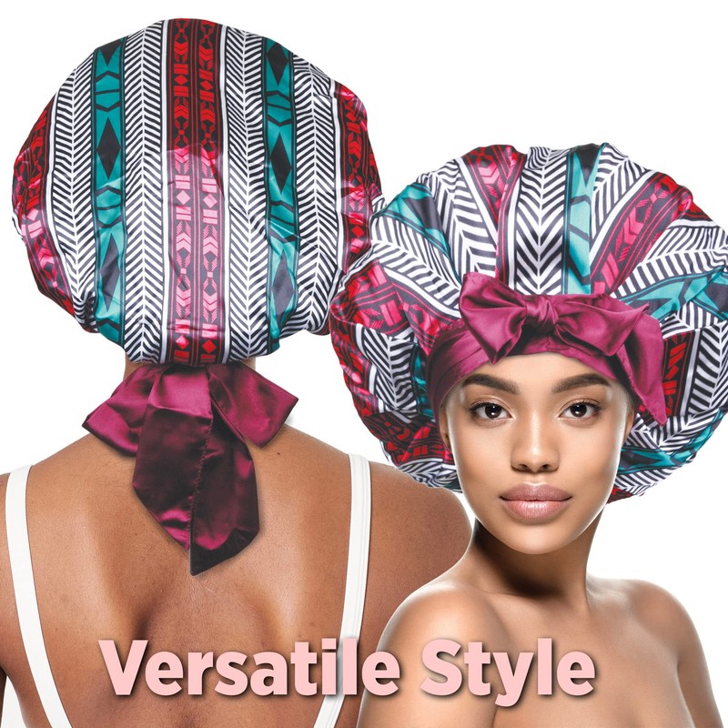 DONNA Large, Extra Large Adjustable Tie Satin Bonnet Sleep Cap