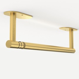 RUACQ Paper Towel Holder Under Cabinet, Wall Mounted or Adhesive Stainless Steel Paper Towel Holder,Round Base Paper Towel Rack for Kitchen, RV, Bathroom (Brushed Gold)