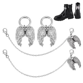 PH PandaHall 4pcs 2 Styles Punk Shoe Charms, Shoelace Charms Chains Goth Boot Shoe Charm Decorative Shoes Accessories for Men Women Shoes Bag Purse DIY Crafts Pants Chain Making, Platinum
