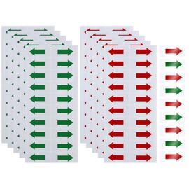 Mini Skater 200pcs Directional Arrow Stickers PVC Marking Sign Tape Label for Seal Fixing Removable Adhesive Decal Instructions Sticker Waterproof Arrow Sign,10mm Non-Sticky at The End (Green+Red)