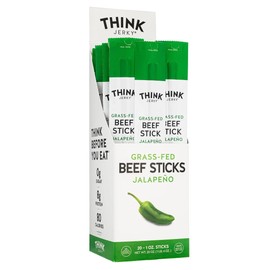 Think Jerky, Jalapeno Grass-Fed Beef Sticks (1.0 oz/Stick) Total 20 Sticks