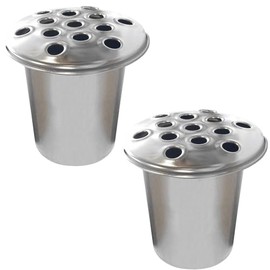 Memorial Grave Flower Pot - 12cm tall Sturdy Aluminium Grave Inserts for Headstones - Perfect for Funeral Flowers, Grave Vase (2 x Silver Lid)