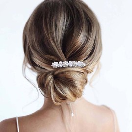 Iaceble French Pearl Hair Comb Pin Bridal Pearl Hair Combs Vintage Pearl Side Comb Hair Piece Weddings Pearl Hair Comb Decorative Hair Accessories for Women and Girls Headdress (F)