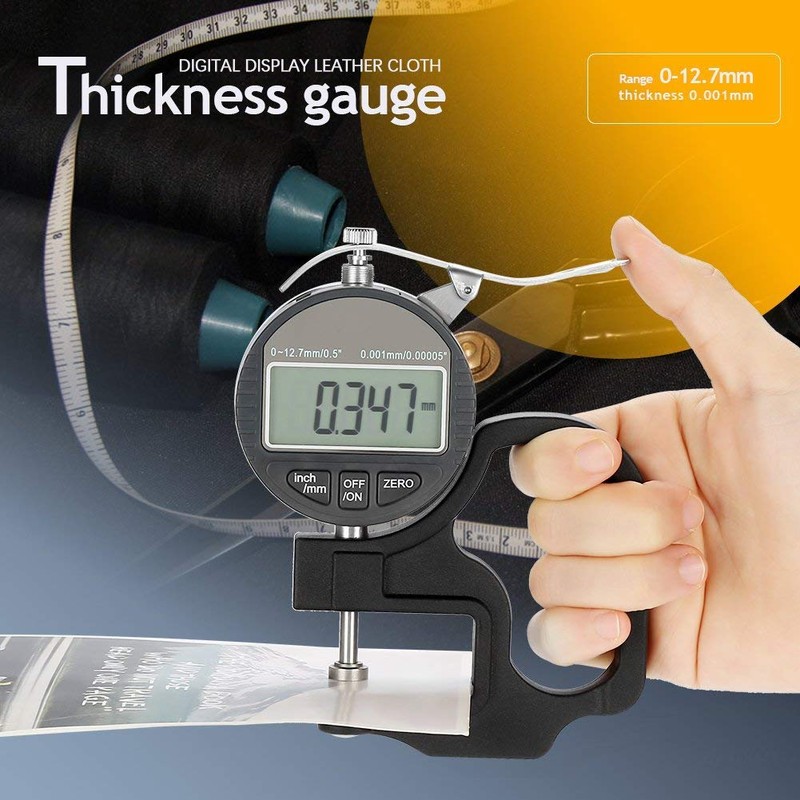 Digital Display Paper Leather Fabric Thickness Gauge Measuring Tool Range