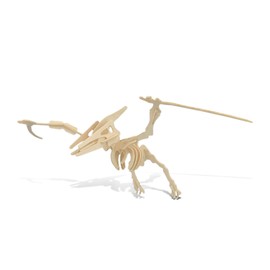 Puzzled Pteranodon 3D Woodcraft Jigsaw Construction Puzzle Kit - Wooden Flying Dinosaur Skeleton Model 23 Pieces Precut Woods - Awesome Brain Teasing Activity For Kids And Adults - Item 1028-80
