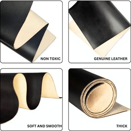 Real Leather Sheets | Full Grain Tooling Leather | 1.8-2.0mm | Thick Cowhide Leather Sheet for Leathercrafts, Repairing and Home Decor by Kozmo (Jet Black, 12" X 12")