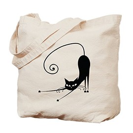 CafePress Black Cat Natural Canvas Tote Bag, Reusable Shopping Bag