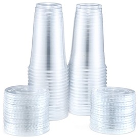 Eupako 24 oz Plastic Cups with Lids, Iced Coffee Cups with Lids 50 Sets