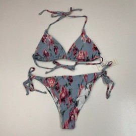 PHAX SWIM Floral Haze Triangle Top And Reversible Tie Side Bottom Set - Large