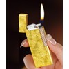 Metal Butane Lighter,Swirl Design, Soft Flame (Black)