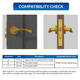 XFORT® Polished Brass Euro Profile Sashlock 65mm, Euro Sash Lock for Internal and External Doors, Door Latch Mechanism and Euro Cylinder Key Locking Security, CE Approved and Fire Rated Protection