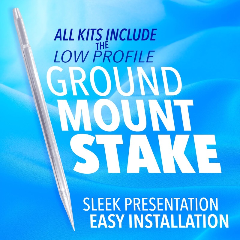 WAFFLES Premium Windless Feather Banner Flag Kit (Flag, Pole, &