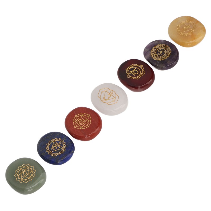 7 Pcs Rune Stones Set Different Color Smoother Yoga Stone