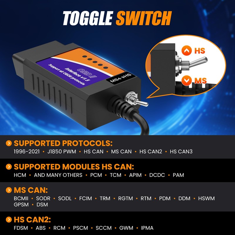 ELMconfig ELM327 OBD2 USB Adapter for Windows, OBD2 Scanner Diagnostic