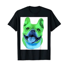 French Bulldog Pillow Colorful Blue and Green Frenchie Dog T-Shirt